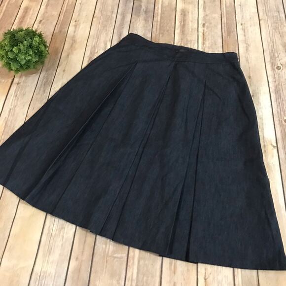 The Limited Dark‎ Denim Jean Long Modest Pleated Midi Skirt Women’s Size 4 - Picture 1 of 4
